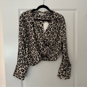 NWT ZARA Leopard Print Wrap Top